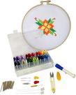 Kit Bordado Bastidor Agulha Ponto Russo Ponto Cruz Completo