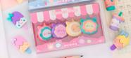 Kit Borrachas Fofas Kreat Eraser Com 4 Unidades