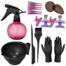 Kit Borrifador Pente Pincel Cumbuca Prendedor Luva Protetor