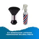 Kit Borrifador Pole Listrado + Espanador Preto Para Barbeiro