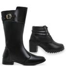 Kit Bota Cano Longo Montaria + Coturno Feminino Salto Grosso Antiderrapante Estilo e Elegância