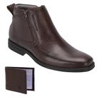 Kit Bota Chelsea Masculina Couro Zíper + Carteira Estilo Kit Bota Chelsea Masculina Couro Zíper + Carteira Estilo