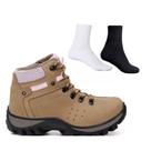 Kit Bota Coturno Adventure Feminina Trilha 100% Couro Legítimo Palmilha Gel