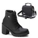 Kit Bota Coturno Tratorado e Bolsa Feminina Varias Cores Envio Imediato