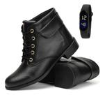 Kit Bota Feminina Coturno Casual Linda Cano Curto + Relogio
