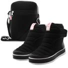 Kit Bota Infantil Com Bolsinha Shoulder Poliéster Menina Mz Shoes Preto