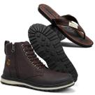 Kit Bota Masculina Adventure Cano Médio + Chinelo