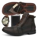 Kit Bota Masculina Coturno Casual C/ziper Sapato Acessorios!
