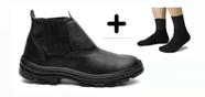 Kit Bota Segurança Botina Couro Masculina Trabalho + 1 Par De Meia