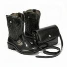Kit Bota Texana Infantil Menina Com Bolsa Tira Colo De PVC Com Alça Tranversal