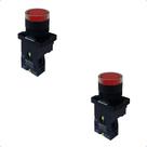 Kit Botão de Impulso Iluminado Plástico EW3461 24V 1NF Vermelho