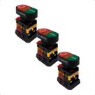 Kit Botão Duplo APB22 Arredondado Liga/Desliga Iluminado 24Vcc/Vca 1NA+1NF
