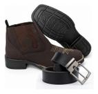 Kit Botina Masculina Country Texana Confortavel Fazendeiro Cinto Social Dupla Face Versatil