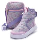 Kit Botinha Com Bolsa Infantil Menina Cano Alto Inverno Colorida Gatatuya Tamanho:29Cor:Colorido