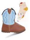 Kit Botinha Texana Bebê Infantil Country com Bordado + Meias