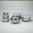Kit Bowl Inox 5 Peças com Tampa Escorredor Multiuso Cozinha Prático Organizador