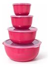 Kit Bowl Tigelas Plásticas Tampa Encaixe Empilháveis 4 Peças