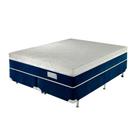 Kit box colchao paradiso+base veludo king azul