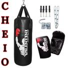 Kit Boxe Completo Valentini Saco de Pancada 70cm Cheio com Luva e Suporte Boxe e Artes Marciais