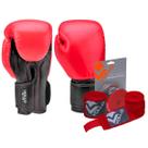 Kit Boxe Luva 10oz Vermelha + Bandagem 3M Vermelha Vollo