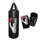 Kit Boxe Saco de Pancada Profissional 90cm Valentini Vazio e 1 Par de Luvas Bate Saco
