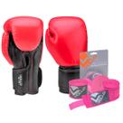Kit Boxe Vollo Luva 10oz Vermelha + Bandagem 3M Rosa MuayThai Kit Boxe Vollo Luva 10oz Vermelha + Bandagem 3M Rosa MuayThai