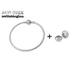 Kit Bracelete Rígido em Aço Inox Antialérgico + Trava para Berloques