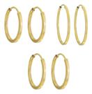 Kit Brinco Argola 10mm 12mm 14mm Em Ouro 18k 750 Dourado Kit Brinco Argola 10mm 12mm 14mm Em Ouro 18k 750 Dourado