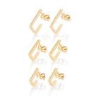 Kit brinco argola retangular banhado a ouro 18k com zircônias Kit brinco argola retangular banhado a ouro 18k com zircônias