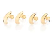 Kit brinco argolas abauladas banhado a ouro 18k