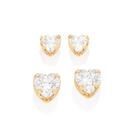 Kit brinco coração banhado a ouro 18k com zircônias 527266