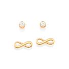 Kit Brinco Infinito Ponto de Luz Zircônias Rommanel 527138 Kit Brinco Infinito Ponto de Luz Zircônias Rommanel 527138