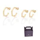 Kit Brinco Meia Argola Angular Banhado Ouro Rommanel 527370