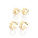 Kit Brinco Meia Argola Banhado A Ouro 18k Rommanel 527391
