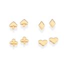 Kit brinco naipes banhado a ouro 18k