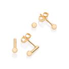 Kit brinco palito banhado a ouro com esferas 527435 Rommane