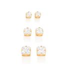 Kit Brinco Rommanel Folheado Ouro Solitário Zirconias 527039