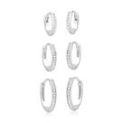 Kit Brinco Trio de Prata 925 Argolas Cravejadas
