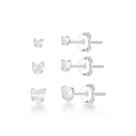 Kit Brinco Trio Zircônia Coração Prata 925