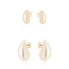 Kit Brincos de Pérola Gota Ouro 18k Kit Brincos de Pérola Gota Ouro 18k
