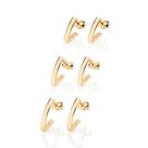 Kit Brincos Rommanel Com 3 Pares Banhados A Ouro 18k 1 2 3 Furos 527394 Kit Brincos Rommanel Com 3 Pares Banhados A Ouro 18k 1 2 3 Furos 527394