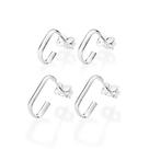 Kit brincos rommanel feminino argolas retangulares de prata maciça 925 820238