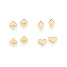 Kit brincos rommanel feminino banhado ouro 18k naipes 527422