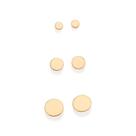 Kit Brincos Rommanel Redondos Com 3 Pares Feminino 1 2 3 Furos Banhado Ouro 18k 527272 Kit Brincos Rommanel Redondos Com 3 Pares Feminino 1 2 3 Furos Banhado Ouro 18k 527272