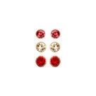 Kit Brincos Trio Strass Cristal Folheado Ouro 18k Antialérgico