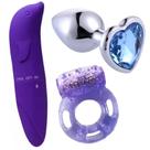 Kit Brinquedo Adulto Vibrador Golfinho + Plug P + Anel