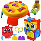 Kit Brinquedo Bebe Mesinha Educativa E Coruja Peças Encaixe Didático e Pedagógico Crianças 12 Meses