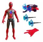 Kit Brinquedo Boneco Homem Aranha Com Luva e Lançador de Dardo