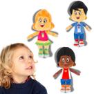 Kit Brinquedo Boneco Pelúcia 3 Palavrinhas 22 cm Original Presente Criança Bebê Batismo Cristã