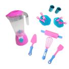 Kit Brinquedo Cozinha Infantil Rosa 11 Peças Casinha Com Liquidificador